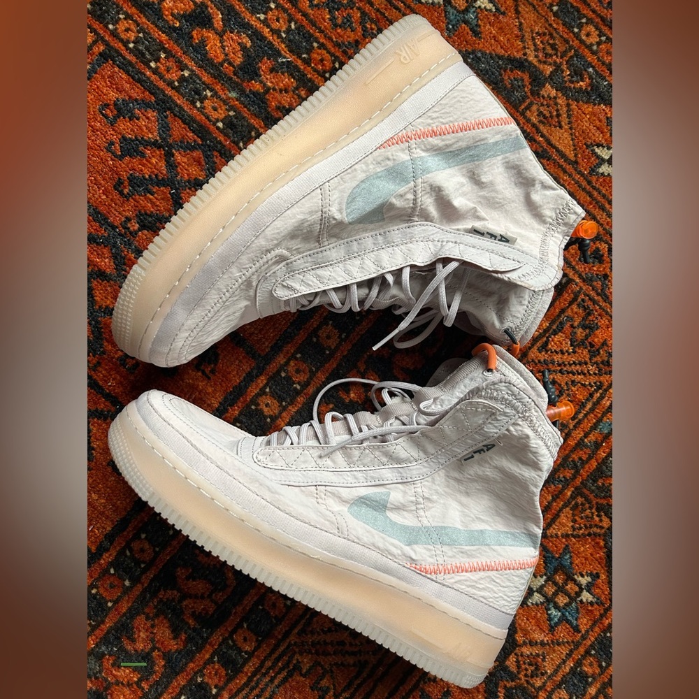 Nike White and Orange High-Top Athletic Shoes